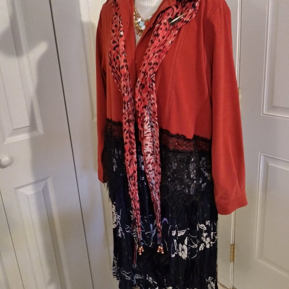 2438 Jeaniemade Size 14 Alfred Dunner Upcycled Tunic Coat